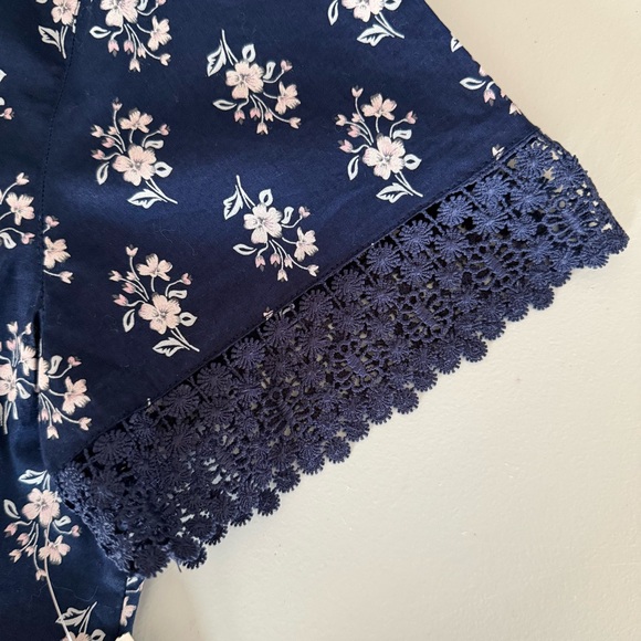 NWT Charter Club Navy Floral 100%Cotton PJ Set Top & Shorts - Picture 6 of 10